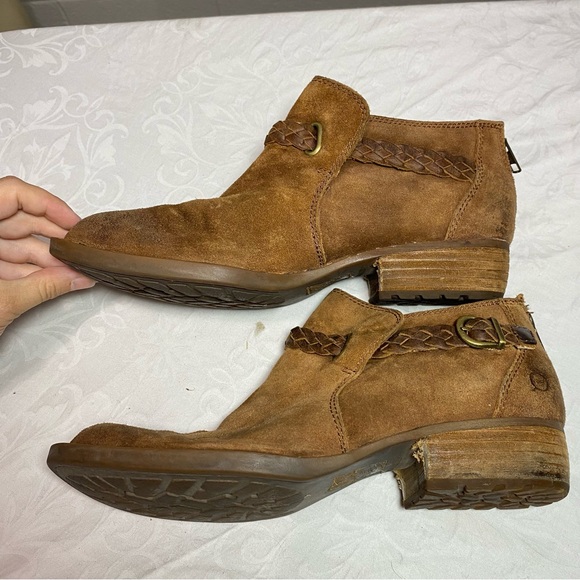 Born Sylvia Suede Leather Boots Beaded Ankle Strap Tobacco Combo 8.5 M Camel - Picture 5 of 13